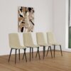 Modern Extendable Dining Table And Chair Set With Top And Metal Base, Table And Chairs For 2 - 6 People - Beige / White - Image 13