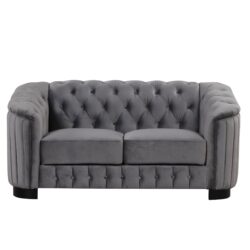 Upholstered Loveseat Sofa With Thick Removable Seat Cushion - Gray