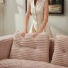 Multi Functional Sectional Sofa Bed With Independent Chaise Lounge And Functional Blanket - Pink - Image 9