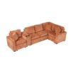 L Shaped Convertible Sofa Bed With Pull Out Bed, Cup Holders, And Storage - Orange - Image 13