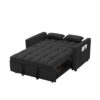 Modern Convertible Velvet Loveseat Futon Sofa With Sleeper Bed Function - Black - Image 13
