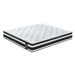 12" Full Size Hybrid Mattress Breathable Cool Knitted Cover Soft Memory Foam Individual Pocket Spring - White / Black