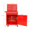 Rolling Tool Chest, 5 Drawer Tool Box Organizer With Lockable Wheels & Sliding Drawers & Detachable Top & Adjustable Shelf, Tool Storage Cabinet For Garage Workshop - Red - Image 3