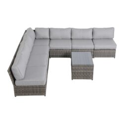 Outdoor 6 Person Patio Seating Group With Cushions - Gray Mix