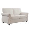 Soft Loveseat, Upholstered 2 Seater Couch, Loose Back Cushions And Turned Legs - Ivory - Image 3