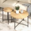 Coffee And End Table Set Waterproof Cover, Distressed Cylindrical Design, Legs Classic Rustic Charm (Set of 2) - Oak Natural Wood / Antique White - Image 6