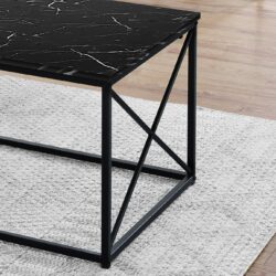 Table Set, Coffee, End, Side, Accent, Living Room, Marble Look Laminate, Contemporary & Modern (Set of 3) - Black