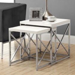Accent Nesting Table For Living Room (Set of 2) - White