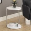 Accent Table Round For Living Room - White - Image 5
