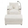 Single Sofa With Storage Space, Movable Ottoman, USB Ports, Cup Holders, Phone Holder Corduroy - Beige - Image 12