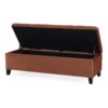 Wendover - Elegant Velvet Tufted Storage Bench With Lift Up Top And Birch Wood Legs - Ochre - Image 8