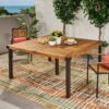Lankershim - Modern Industrial Dining Table With Acacia Wood Slat Design - Teak - Image 4