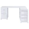 L Shape Computer Desk With Multiple Storage And Built In File Cabinet - White - Image 4