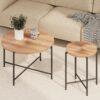 Radial - Pattern Coffee And End Table Set Waterproof Cover, Distressed Cylindrical Design, Legs Classic Rustic Charm (Set of 2) - Natural Wood / Brown - Image 7