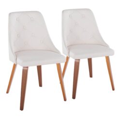 Marche - Contemporary Dining Chair (Set of 2) - White / Walnut