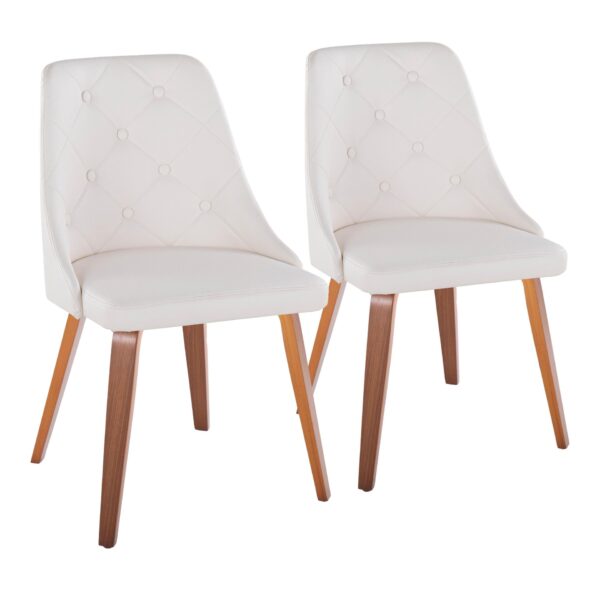 Marche - Contemporary Dining Chair (Set of 2) - White / Walnut