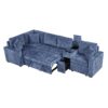 L Shaped Convertible Sofa Bed With Pull Out Bed, Cup Holders, And Storage Space - Blue - Image 21