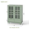 Buffet Cabinet With Double Glass Doors And Drawer, Storage Sideboard Cupboard - Green - Image 3