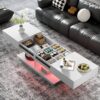 Extendable Coffee Table, Multifunctional Adjustable Coffee Table With Hidden Storage Space For Living Room - White - Image 2