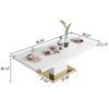 Top Dining Table With Gold Finish Corner, Pillar And Gold Finish Stainless Steel Base - White - Image 5