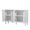 Modern TV Stand, Entertainment Center Media Console With 2 Spacious Storage Space, Solid Wood Legs And Anti-Tip Device For Living Room, Up To 43" - White - Image 11