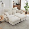 Modern Corduroy, Loveseat Sofa, Deep Seat Sectional Sofa With Ottomans Comfortable Cloud Sofa For Living Room, Apartment, Office, Couch - Beige - Image 7