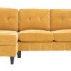 Modern U Shaped Sectional Sofa With Dual Chaise Lounges, Storage Pockets And Armrest Pillows - Yellow - Image 16