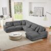 Modern Oversized U Shaped Sectional Sofa With Chaise Lounge - Dark Gray - Image 14