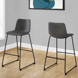 Office Chair, Bar Height, Standing, Computer Desk, Work, Leather Look, Contemporary, Modern - Gray