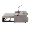Convertible Sofa Bed Loveseat Sofa With Three USB Ports, Two Side Pockets, Two Cup Holders And 360° swivel Phone Holder For Living Room - Light Gray - Image 22