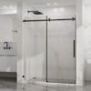 Frameless Sliding Shower Door 60" X 72", Clear Tempered Glass With Easy Clean Coating Hardware - Matte Black - Image 12