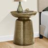 Drum Accent Side Table, Durable Construction, Contemporary & Modern - Gold - Image 7