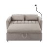 Convertible Sofa Bed Loveseat Sofa With Three USB Ports, Two Side Pockets, Two Cup Holders And 360° swivel Phone Holder For Living Room - Light Gray - Image 14