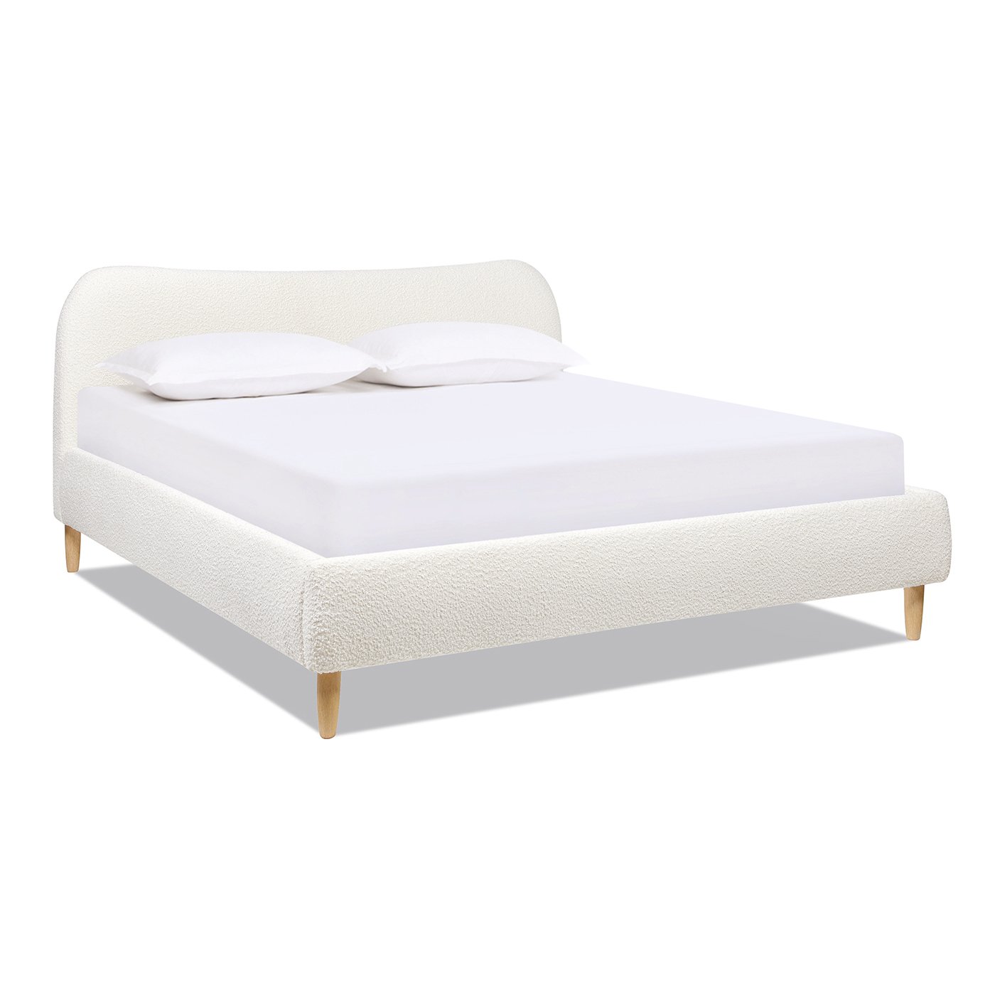 Roman - King Curved Headboard Upholstered Platform Bed - Ivory White - Image 7