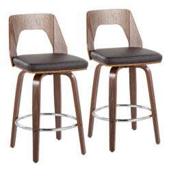 Trilogy - Mid-Century Modern Counter Stool (Set of 2) - Walnut / Brown