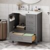 30" Bathroom Vanity With Soft Close Storage - Gray - Image 4