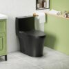 1 Piece Toilet With Dual Flush And Soft Closing Seat - Matte Black - Image 2