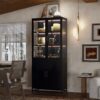 Modern Style Tall Steel Display Cabinet With Double Glass Doors, LED Lights, 3 Sided Glass For Collectibles - Black - Image 2