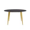 Modern Artificial Stone Round Dining Table With Golden Metal Legs, Can Accommodate 6 People - Black - Image 9