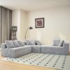 Modular U Shaped Sectional Sofa, 4 Seater Chaise Lounge With Reversible Design Striped - Gray - Image 8