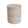 Modern Concrete Side Table With Travertine , Indoor / Outdoor Use - Beige - Image 4
