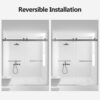 Frameless Double Sliding Soft Close Shower Door, 3 / 8 Inches Tempered Glass - Chrome - Image 9