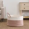 Francis - Cotton Round Laundry And Storage Basket - White / Brown - Image 8