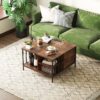 Lift Top Coffee Table With Storage, Adjustable Height Living Room - Black / Brown - Image 13
