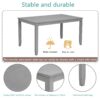 5 Pieces Modern Dining Set, Rectangular Wooden Dining Table With 4 Upholstered Chairs For Kitchen, Dining Room - Gray - Image 8