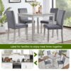 5 Pieces Wooden Dining Table Set, Kitchen Table Set With A Square Table And 4 Upholstered Chairs - Silver Gray - Image 5