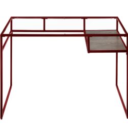Yasin - Glass Top Writing Desk - Red