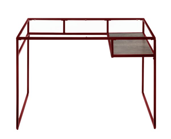 Yasin - Glass Top Writing Desk - Red