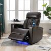 Power Recliner With Storage Arms, Cupholders, Swivel Tray Table And Cell Phone Stand - Brown - Image 4