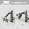 Bathroom Sink Faucet With Spray Function, Temperature Display, Anti Skid Switch, Hot & Cold, 360 Degree Rotary, Brass - Gun Gray - Image 6